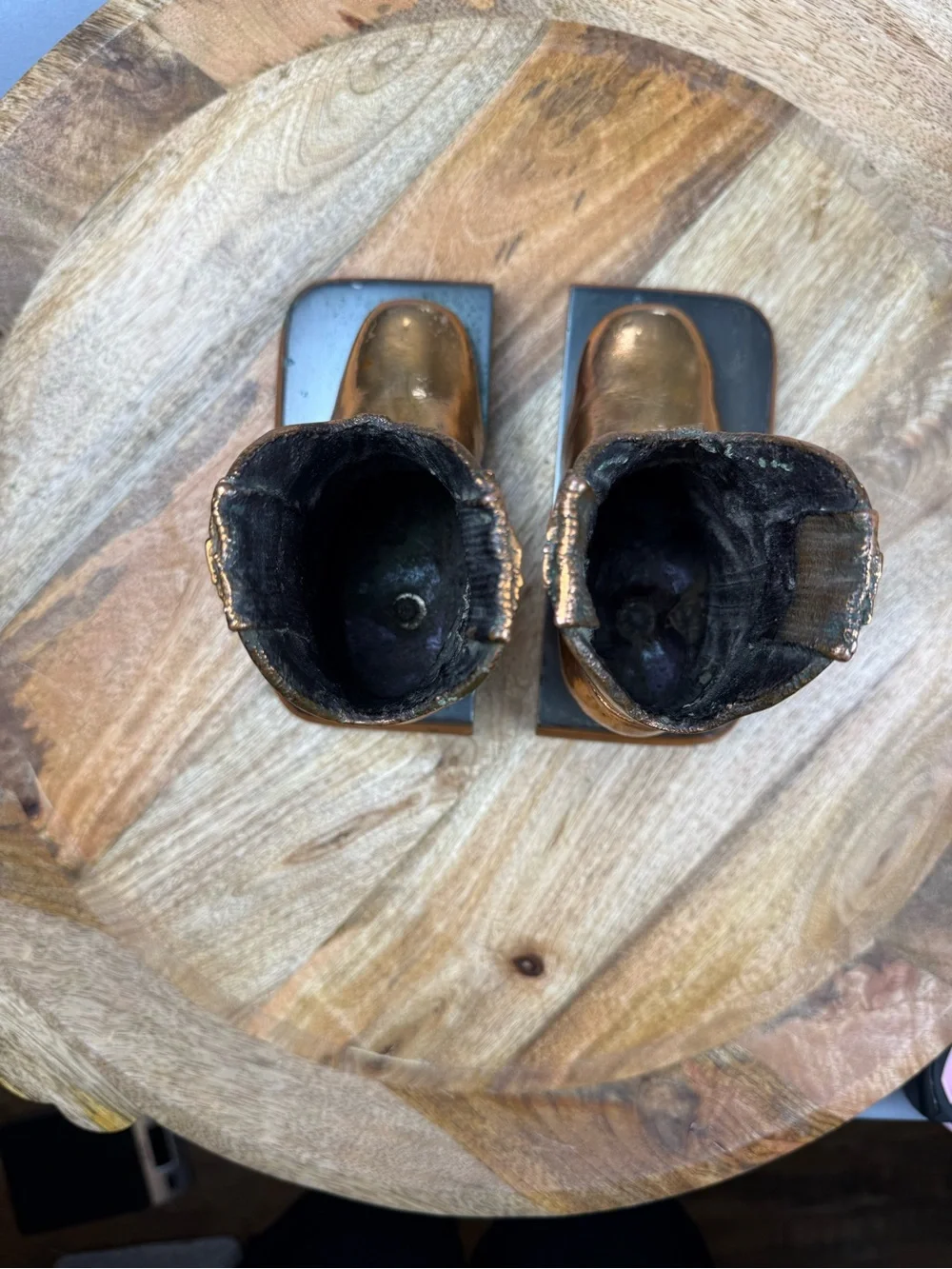 Vintage Copper Cowboy Boot Bookends Rustic Western Ranch Decor Pair